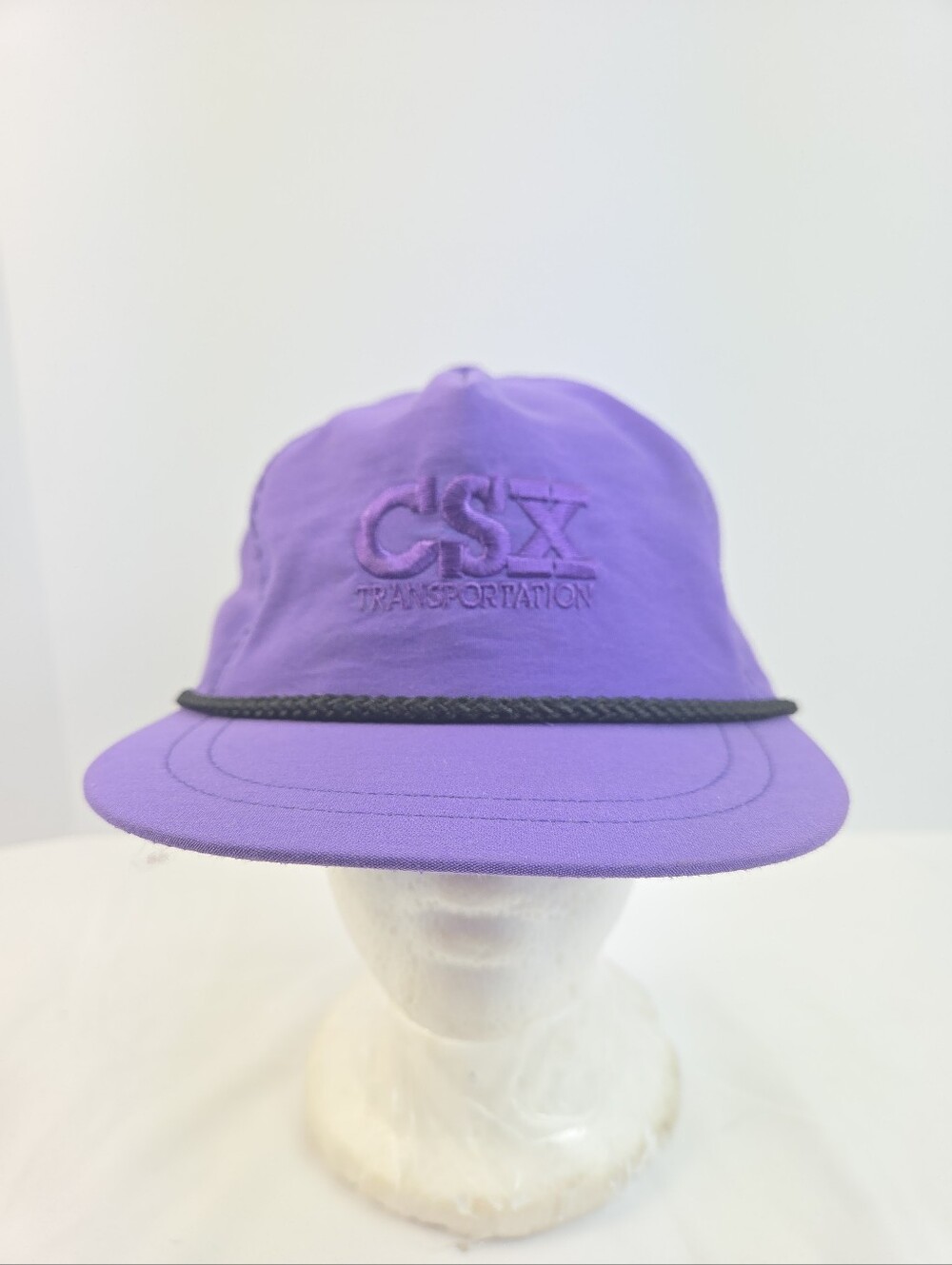 Rare VTG 90's CSC Transportation Purple Leather Adjustable Strap Hat